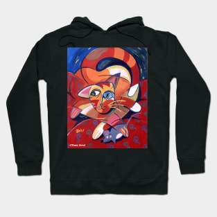 'Cubist Cat with a Toy Mouse' Hoodie